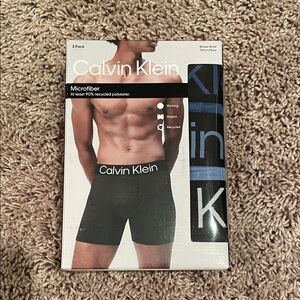NWT Calvin Klein Men's Black Boxer Briefs - 3 Pack- 2 blue and one all black
